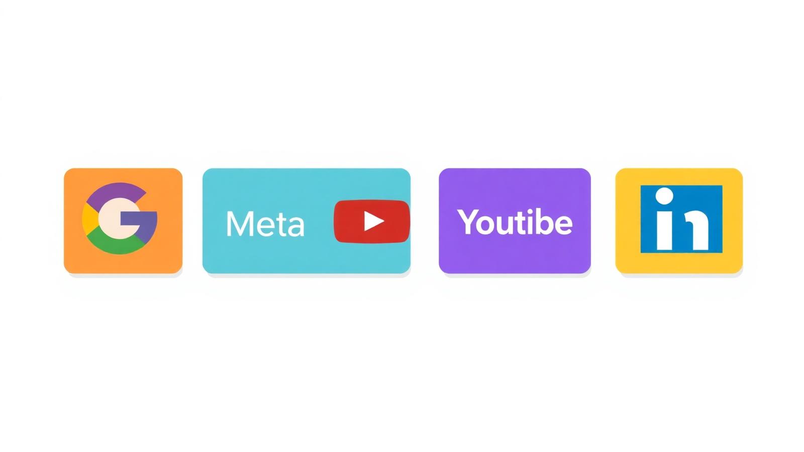 Performance marketing channels — Google, Meta, YouTube, LinkedIn share