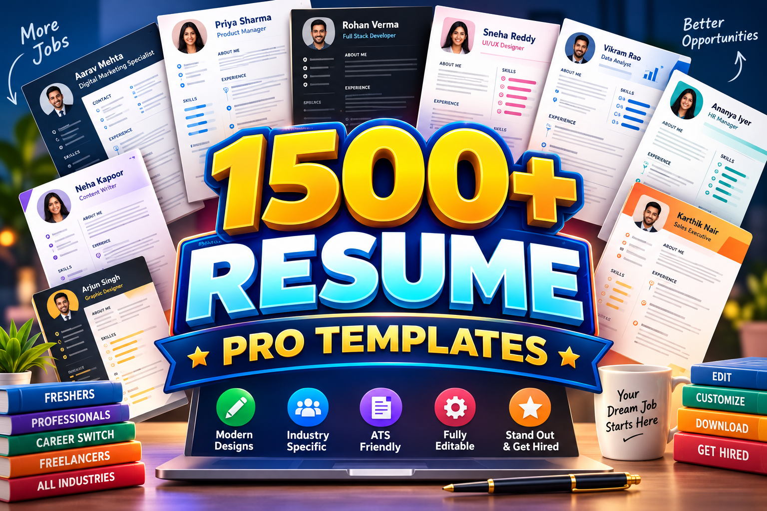 1500+ Modern Resume CV Templates Bundle | Word, Illustrator Files (Instant Download)