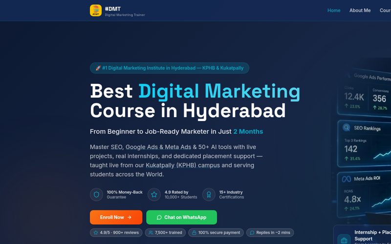Digital Marketing Trainer — Trainer & courses site built by a PMAcademy student