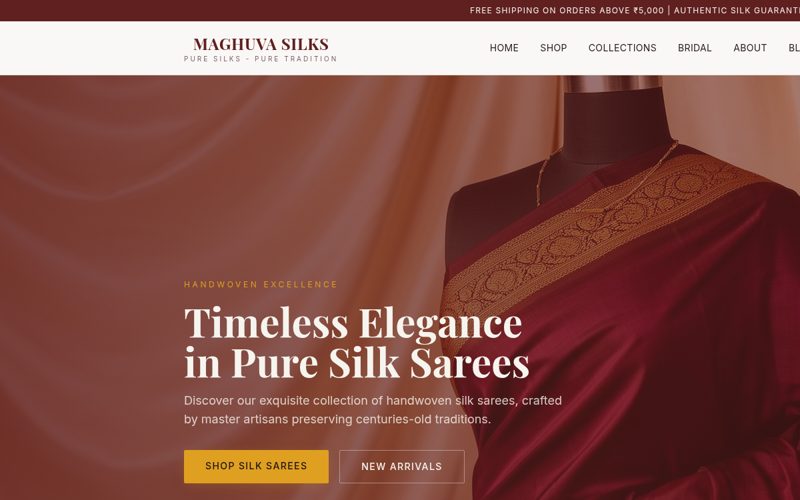 Maghuva Silks — Silk saree store built by a PMAcademy student