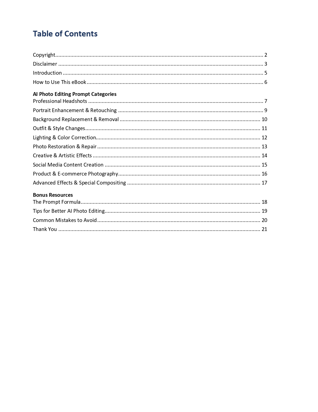 Sample page from the pack