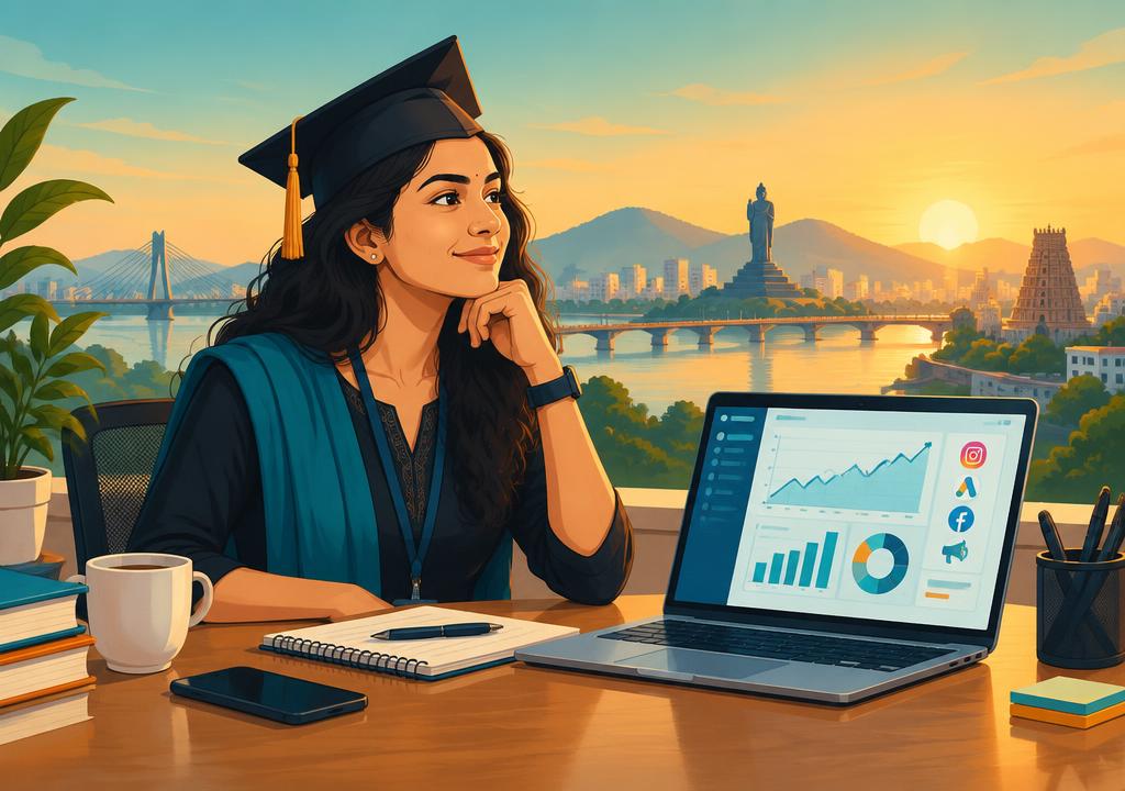 Best Digital Marketing Course in Andhra Pradesh for Beginners (2026): Vijayawada, Vizag & Online — illustrated cover