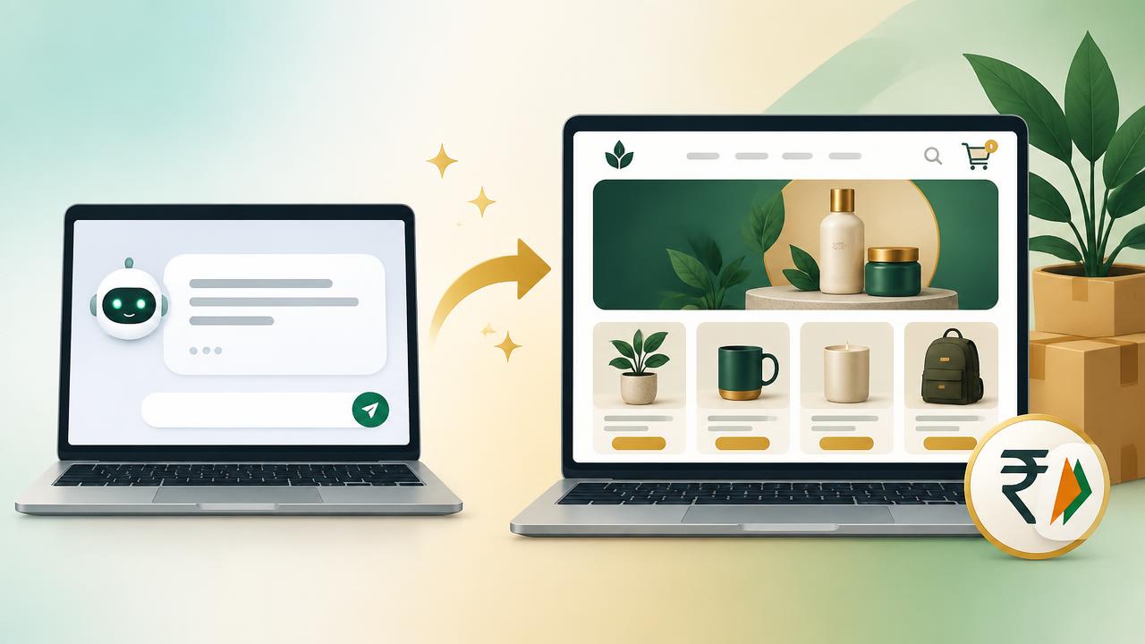 How to Build an E-Commerce Website Using AI (Without Coding) — 2026 Guide — illustrated cover