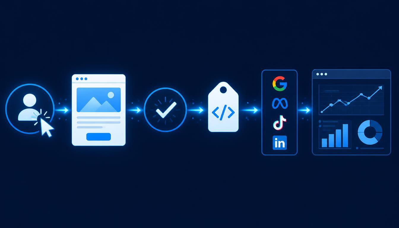 Conversion tracking data flow — from ad click to conversion report