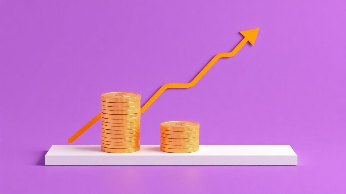 Course fee tiers in India shown as three ascending stacks of rupee coins with a rising arrow