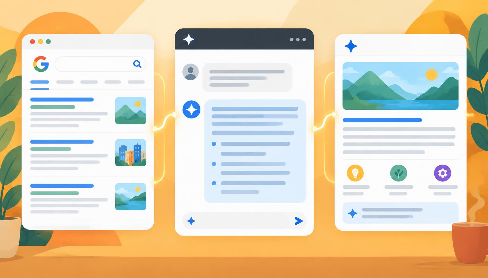 SEO vs AEO vs GEO: What's the Difference and How to Rank in Google, ChatGPT & AI Overviews (2026) — illustrated cover