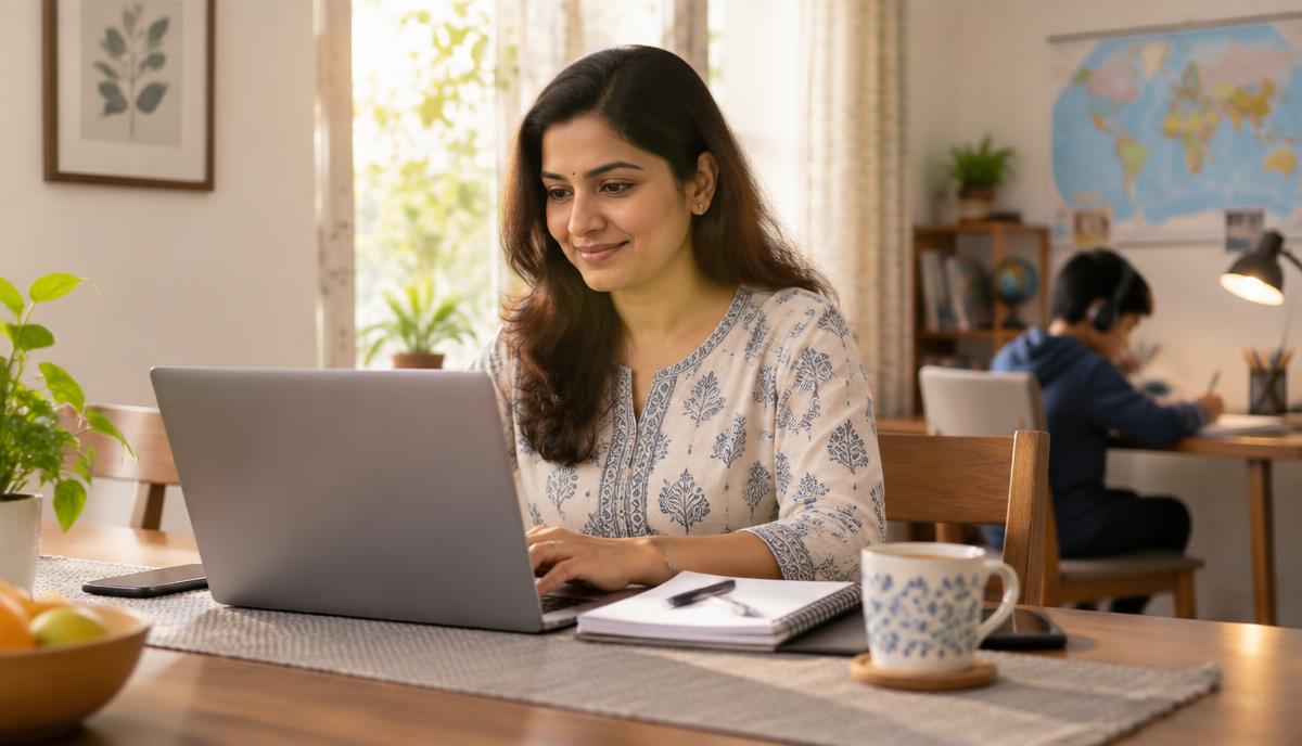 Work From Home Digital Marketing for Housewives & Students (2026): Skills, Real Income and How to Start — illustrated cover