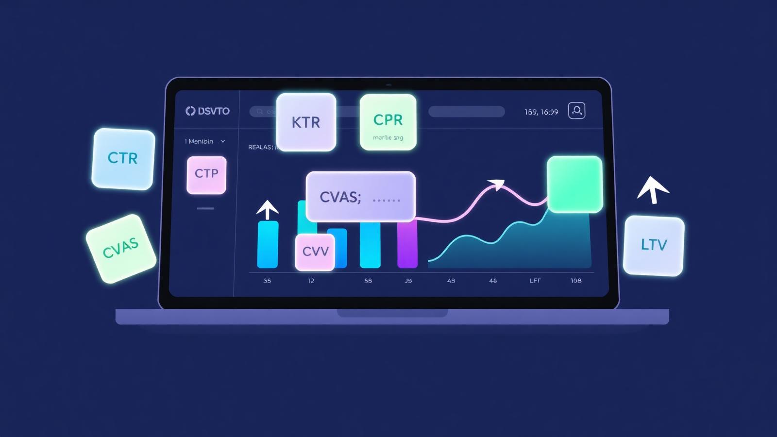 Performance marketing metrics dashboard — CPC, CTR, CPA, ROAS, LTV
